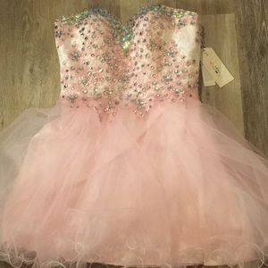 Homecoming Pink Crystal Strapless Dress